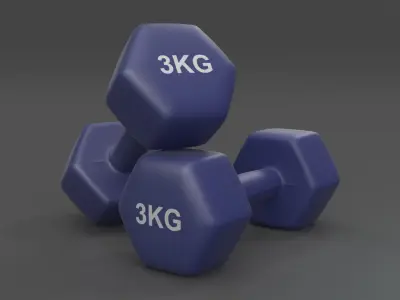 Plastic Fitness Dumbbells 3kg 3D model