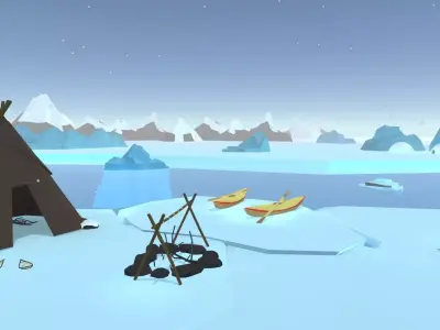 POLYArctic arctic with teepee Low-poly 3D model