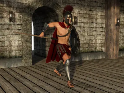 Spartan Warrior Rigged Low-poly 3D model