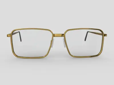 Glasses pair of gold eyeglasses Low-poly 3D model