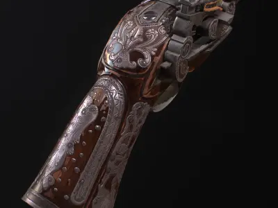 Mushketon flintlock pistol Low-poly 3D model