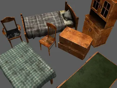 Old Furniture Pack Free low-poly 3D model