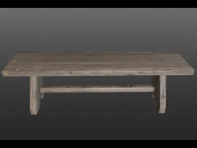 Old wooden bench Low-poly 3D model buy