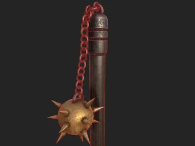 Flail sword with chain Low-poly 3D model