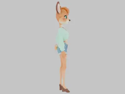 Furry Deer Fawn Bust Girl Anthro  Low-poly 3D model