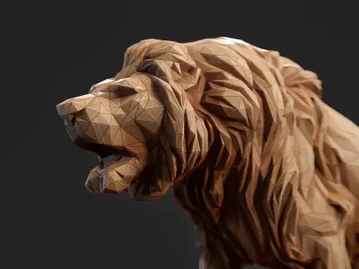Paper Lion PBR model Low-poly 3D model