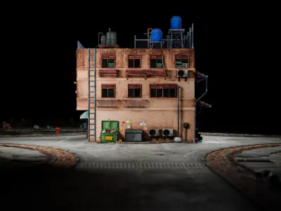 ASIAN URBAN BUILDING HONGKONG 06 Low-poly 3D model