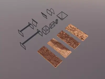 Modern Table Legs minimal set Low-poly 3D model