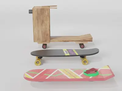 Set Hoverboard Back to the Future Part I II III 1955 1985 2015 3D model