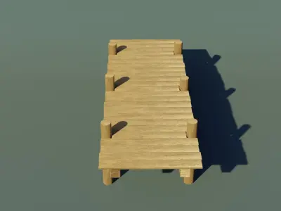 Wooden dock Low-poly 3D model