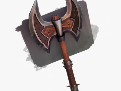 GameReady Stylized Battle Axe 3D model Low-poly 3D model