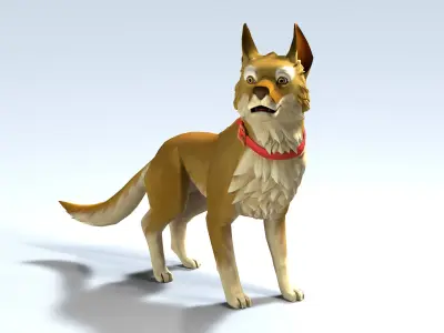 Cartoon Dog Low-poly 3D model