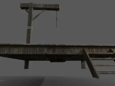 Gallows Low-poly 3D model wooden structure Low-poly 3D model
