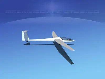 DG-400 17-Metre Sailplane Bare Metal 3D model