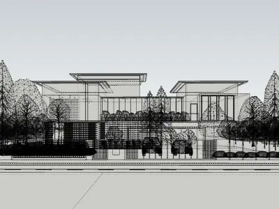 Modern Luxury Villa 3D Model SketchUp  V Ray Ready 3D model