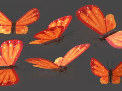 Butterfly Wing Flapping 2 Animated Low-poly 3D model