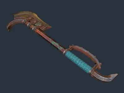 Crowbar rusty axe with handle Low-poly 3D model