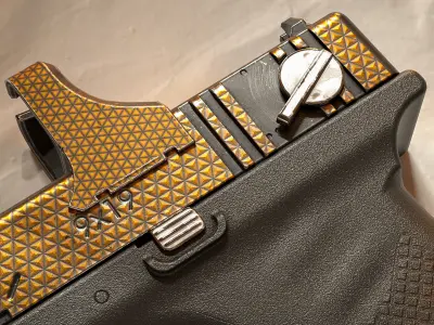 Futuristic Pistol Minos Gold Skin PBR Low-poly 3D model