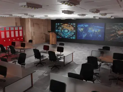 Mission Control Center Low-poly 3D model