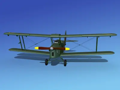 Dehavilland DH82 Tiger Moth V09 3D model