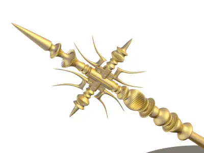 X mace X High Poly golden wand 3D model