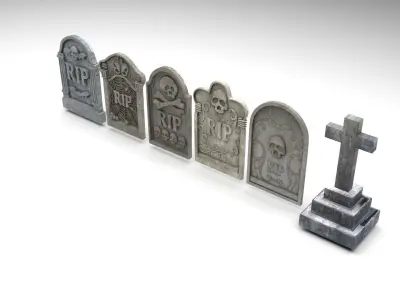 Gravestones Set 3D model