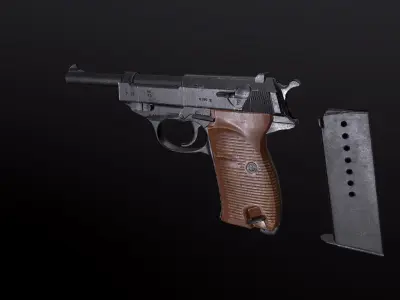 Walther P38 Low-poly PBR Free low-poly 3D model