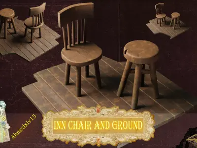 inn chair wood  Free low-poly 3D model