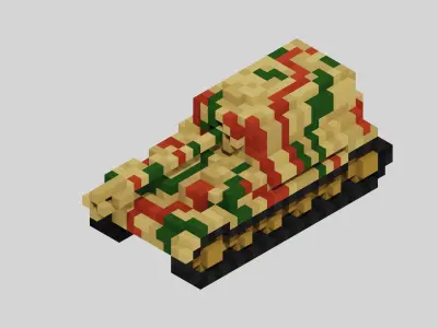 Jagdpanzer Elefant Tank Voxel Low-poly 3D model