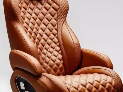 Luxury Car Seat 3D Premium Brown Leather Racing Seat Low-poly 3D model
