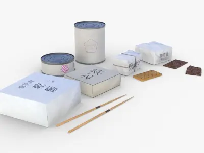 Japanese Combat Rations WWII Low-poly 3D model