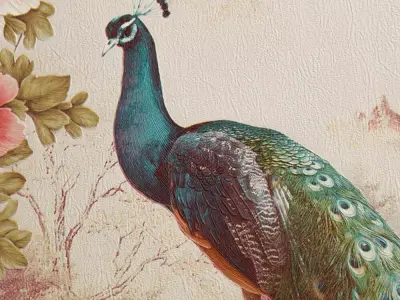 Peacock Garden Chinoiserie Wallpaper  Texture