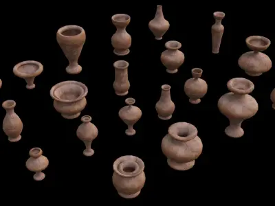 Clay Pots Pack Low-poly 3D model purchase