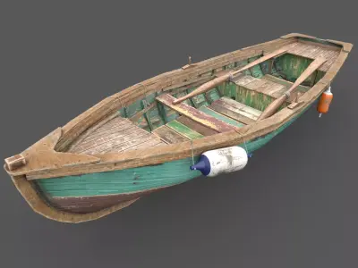 Painted Wooden Boat 3D model
