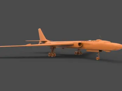 tu-16 orange fighter jet 3D print model