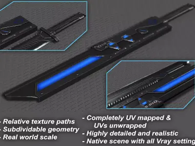 Sci Fi High Frequency Sword 3D model