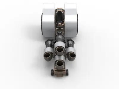 Pulling tractor with 4 jet engines V2 Scale 1 to 25 3D print model