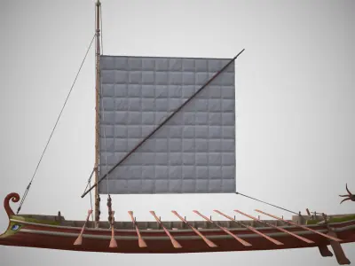 Imperial Roman Warship 100 AD Low-poly 3D model