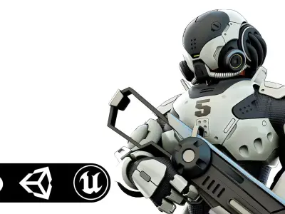CYBORG SOLDIER RX-5 Rigged for Unreal Engine - Unity - MIXAMO 3D model