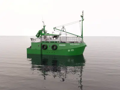 Fishing Trawler Green 3D model