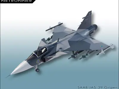 SAAB JAS-39 Gripen Low-poly 3D model