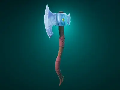 Stylized Colorful Axe Low-poly 3D model
