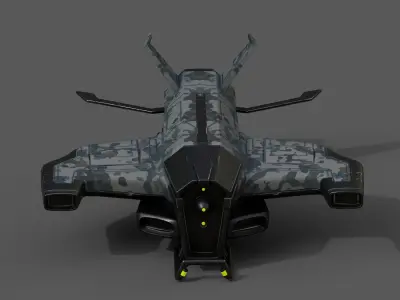 Spaceship starship scifi space futuristic cyborg low poly Low-poly 3D model