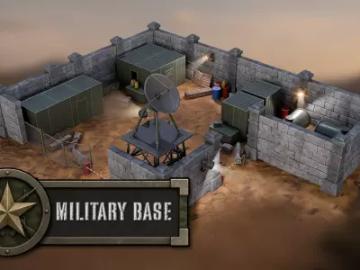 3DT Military Base Modular Pack Low-poly 3D model