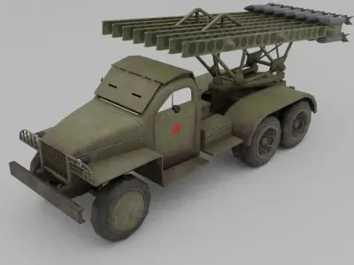 BM 13N Katyusha Multiple Rocket  Artillery Low-poly 3D model