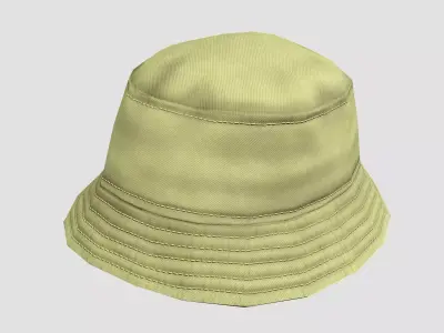 Bucket hat - khaki Low-poly 3D model