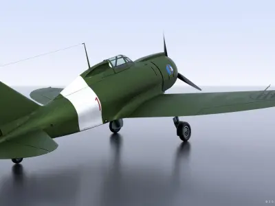 Re2000 Falco I - Catapult version - Rigged Low-poly 3D model