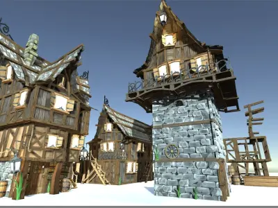 Medieval Fantasy Town Kit Low-poly 3D model