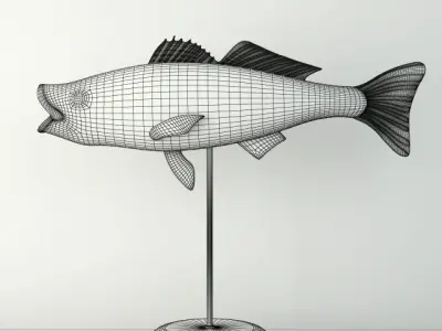 George Strunk Handmade Wooden Fish Sculpture 3D model