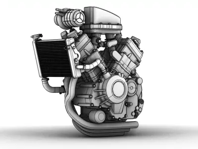 HONDA V3 ELECTRIC SUPERCHARGED ENGINE BASED ON EICMA 3D model